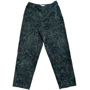 Paisley Stretch Velvet Pants Green Talbots Petites Cotton Womens 12P